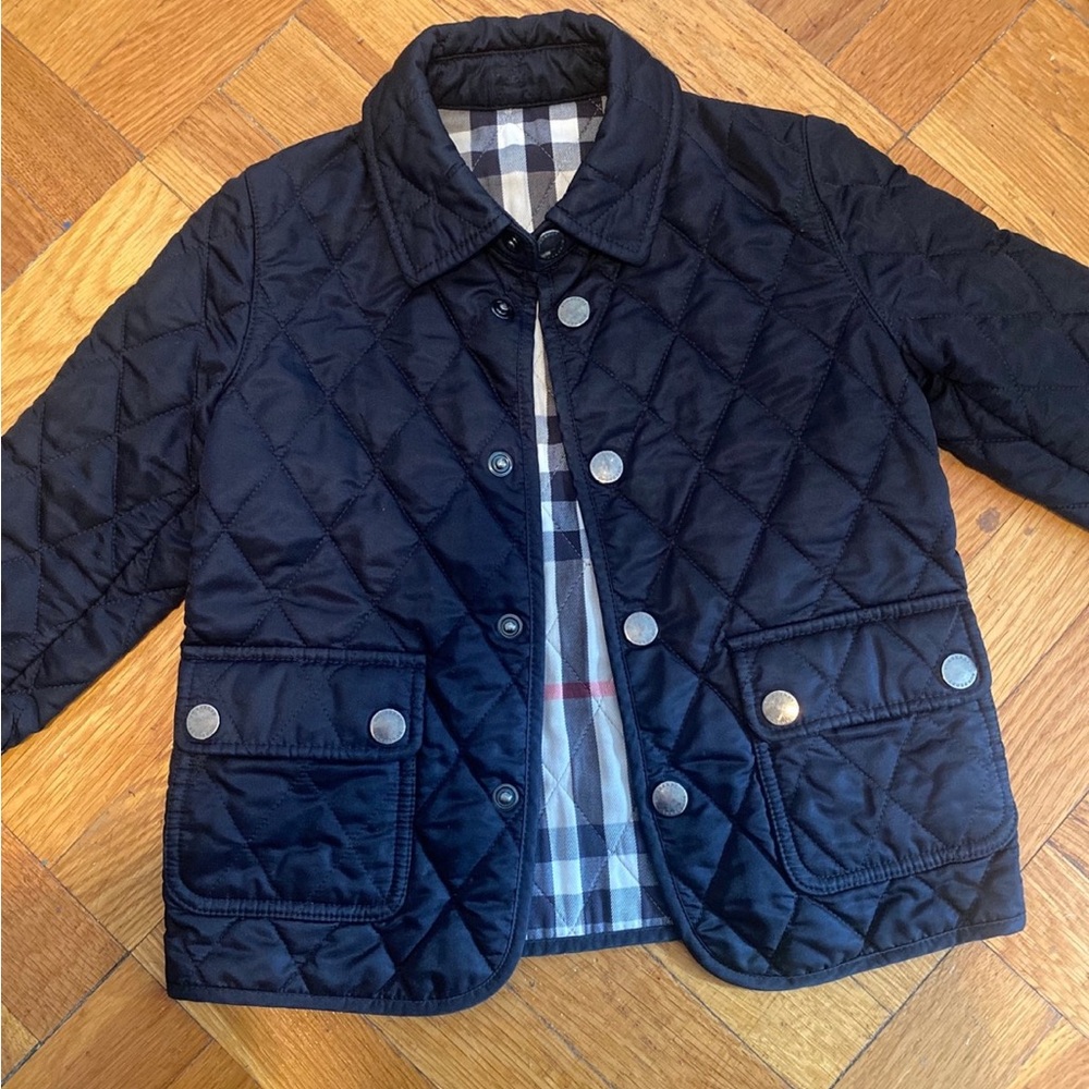 Burberry Blue Puffer Jacket with Quilted Design